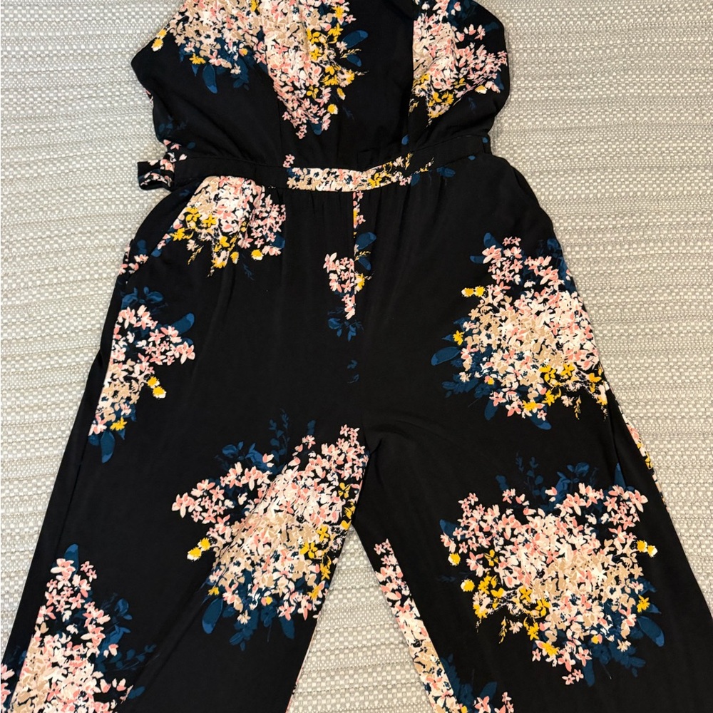 Maurices Black Floral Jumpsuit Stretch